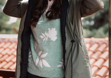 Διπλής όψης μακρύ αδιάβροχο μπουφάν με κουκούλα -  - 