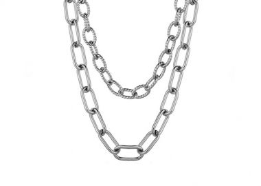 Διπλό Κολιέ Αλυσίδες Από Ανοξείδωτο Ατσάλι TA17748 - AMOR AMOR - 