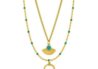 Διπλό Κολιέ Από Ανοξείδωτο Ατσάλι Και Ορείχαλκο Επιχρυσωμένο 24Κ AA15741 - AMOR AMOR - 