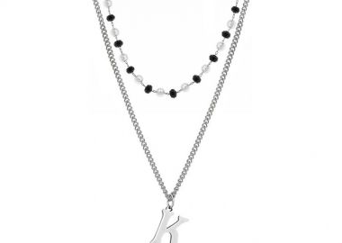 Διπλό Κολιέ Από Ανοξείδωτο Ατσάλι Με Μονόγραμμα AA14670 - AMOR AMOR - 