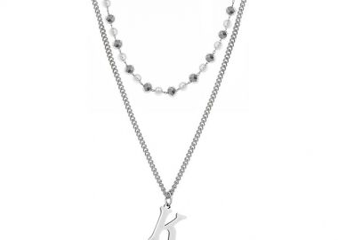 Διπλό Κολιέ Από Ανοξείδωτο Ατσάλι Με Μονόγραμμα AA14672 - AMOR AMOR - 