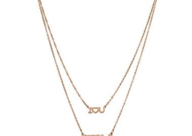 Διπλό Κολιέ Από Ανοξείδωτο Ατσάλι Ροζ Επιχρυσωμένο AS19097 - AMOR AMOR - 