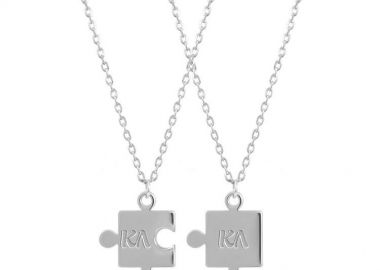 Διπλό Κολιέ Από Ασήμι 925 Επιπλατινωμένο Παζλ Με Μονογράμματα PE70354 - AMOR AMOR - 