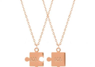 Διπλό Κολιέ Από Ασήμι 925 Ροζ Επιχρυσωμένο Παζλ Με Μονογράμματα PE70356 - AMOR AMOR - 