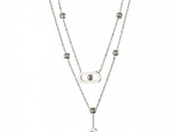 Διπλό Κολίε Από Ατσάλι AS13823 - AMOR AMOR - 