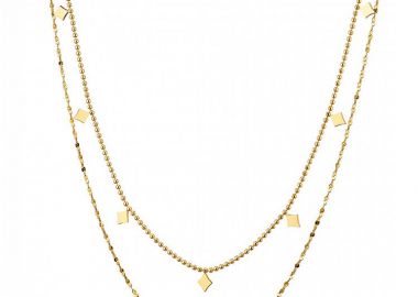 Διπλό Κολίε Από Ατσάλι Επιχρυσωμένο 24Κ AS13780 - AMOR AMOR - 