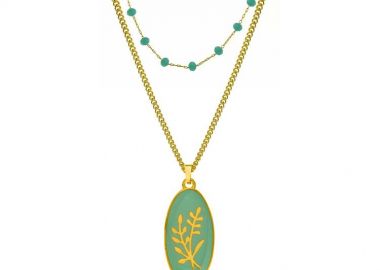 Διπλό Κολιέ Απο Ατσάλι Επιχρυσωμένο 24Κ Με Ροζάριο Και Λουλούδι Βεραμάν AA14885 - AMOR AMOR - 