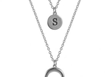 Διπλό Κολιέ Από Ατσάλι Kαι Ορείχαλκο Με Μονόγραμμα Και Κέρατο AA19396 - AMOR AMOR - 