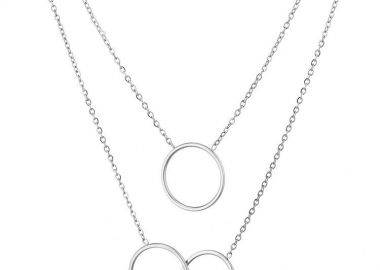 Διπλό Κολίε Από Ατσάλι Με Κύκλους AS12737 - AMOR AMOR - 