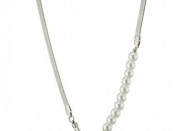 Διπλό Κολίε Από Ατσάλι Με Μαργαριτάρια Και Καρδιά AS13828 - AMOR AMOR - 