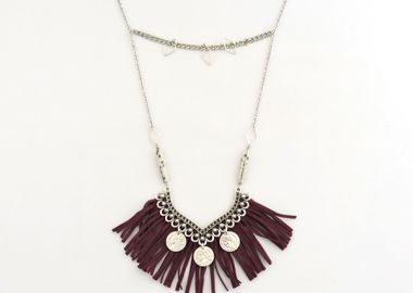 Διπλό Κολιέ με φλουριά και tassels -  - 