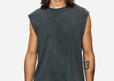 Dirty Laundry Αμάνικη Μπλούζα με Slub Υφή και Ακατέργαστες Άκρες DLMTT000002 Σκούρο Γκρί - Dirty Laundry - 