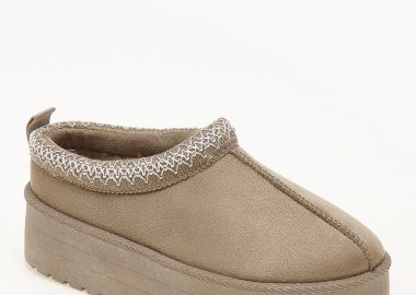 Δίσολες παντόφλες με γούνα και κέντημα - Πούρο - Issue - 