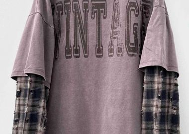 distressed t-shirt Vintage γκρι - PerfectDress.gr - 