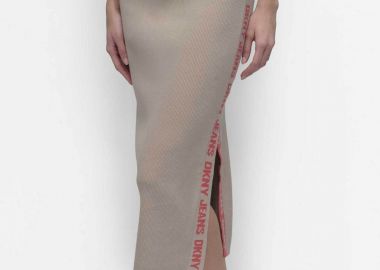 DKNY γυναικεία midi φούστα μονόχρωμη με λογότυπο - DJ4R0117 Μπεζ - DKNY - 