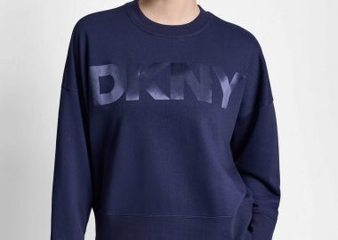 DKNY γυναικεία μπλούζα φούτερ με ανάγλυφο λογότυπο - DP6T1561 Σκούρο Μπλε - DKNY - 