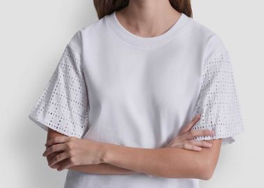 DKNY γυναικεία μπλούζα με διάτρητο σχέδιο - DJ6T1731 Λευκό - DKNY - 