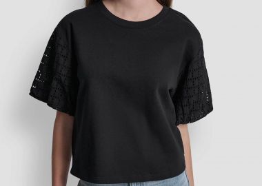 DKNY γυναικεία μπλούζα με διάτρητο σχέδιο - DJ6T1731 Μαύρο - DKNY - 