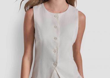 DKNY γυναικείο γιλέκο μονόρωμο - DJ6V7011 Λευκό - DKNY - 
