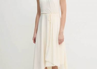 DKNY γυναικείο midi φόρεμα αμάνικο μονόχρωμο - DD4KC366 Λευκό - DKNY - 