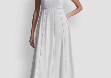 DKNY γυναικείο midi φόρεμα με δέσιμο στην πλάτη - DJ6D9174 Λευκό - DKNY - 