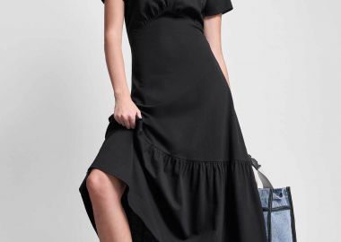 DKNY γυναικείο midi φόρεμα μονόχρωμο - DJ6D9175 Μαύρο - DKNY - 