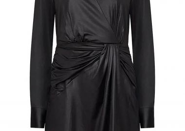 DKNY γυναικείο mini φόρεμα κρουαζέ με σατέν όψη - DD4JL26A Μαύρο - DKNY - 