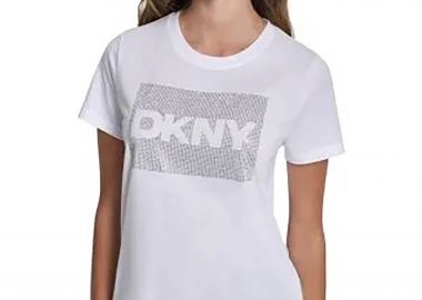 DKNY γυναικείο T-shirt με logo print απο στρας - DJ6T1701 Λευκό - DKNY - 