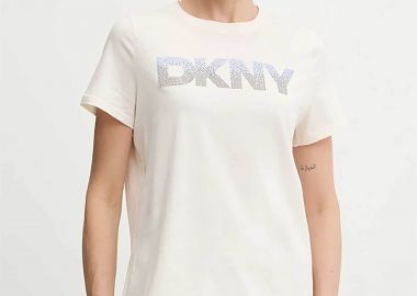 DKNY γυναικείο T-shirt με logo print απο στρας - DP6T1557 Μπεζ - DKNY - 