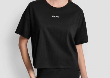 DKNY γυναικείο T-shirt με μεταλλικό λογότυπο - DP6T1662 Μαύρο - DKNY - 