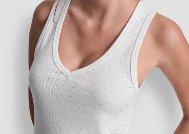 DKNY γυναικείο τοπ αμάνικο με στρας - DJ6T1730 Λευκό - DKNY - 