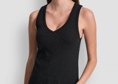 DKNY γυναικείο τοπ αμάνικο με στρας - DJ6T1730 Μαύρο - DKNY - 