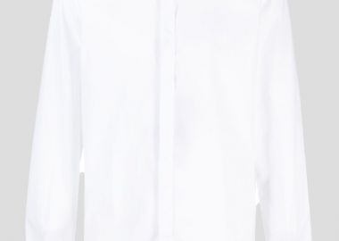 DOLCE&GABBANA Ανδρικό Λευκό Pointed-Collar Cotton Shirt - DOLCE&GABBANA - 