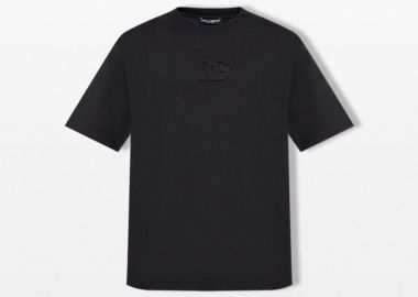 DOLCE&GABBANA Ανδρικό Μαύρο Cotton T-Shirt with Logo - DOLCE&GABBANA - 