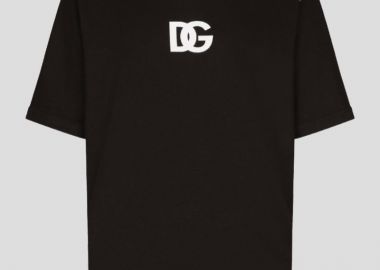 DOLCE&GABBANA Ανδρικό Μαύρο DG Logo Print Black T-Shirt - DOLCE&GABBANA - 