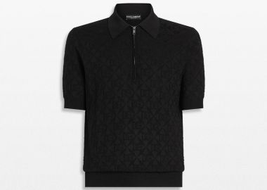 DOLCE&GABBANA Ανδρικό Μαύρο Logo Polo Shirt - DOLCE&GABBANA - 