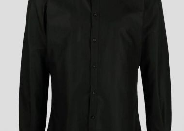 DOLCE&GABBANA Ανδρικό Μαύρο Pinstripe Long-Sleeve Cotton Shirt - DOLCE&GABBANA - 
