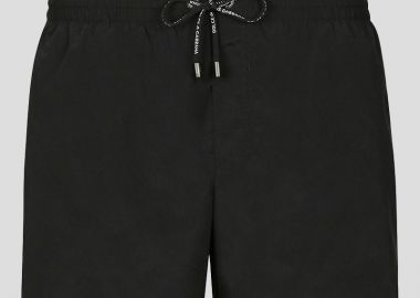 DOLCE&GABBANA Ανδρικό Μαύρο Print Drawstring Swim Shorts - DOLCE&GABBANA - 