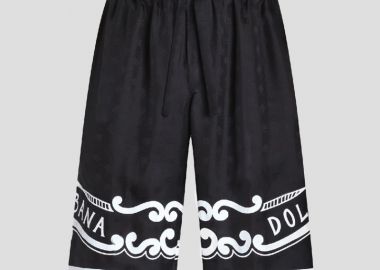 DOLCE&GABBANA Ανδρικό Μαύρο Silk Twill Shorts - DOLCE&GABBANA - 