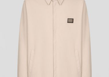 DOLCE&GABBANA Ανδρικό Μπεζ Technical Fabric Shirt with Tag - DOLCE&GABBANA - 