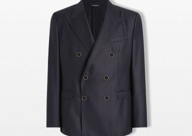 DOLCE&GABBANA Ανδρικό Μπλε Double Breasted Taormina Blazer - DOLCE&GABBANA - 