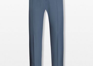 DOLCE&GABBANA Ανδρικό Μπλε Pleated Poplin Trousers - DOLCE&GABBANA - 