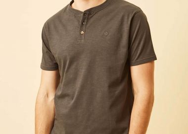 DORS ανδρική μπλούζα henley με κεντημένο λογότυπο Regular Fit - 1140021.C03 Ανθρακί - DORS - 