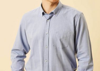 DORS ανδρικό πουκάμισο oxford button down με τσέπη και κεντημένο λογότυπο Regular Fit - 1040002.C03 Μπλε Ανοιχτό - DORS - 