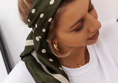 DOTS SATIN OLIVE FOULARD - sense-shop - 