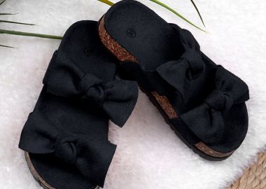 DOUBLE BOW BLACK SLIPPERS -  - 