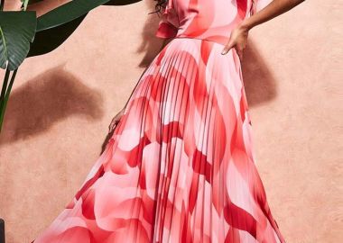 dreamy αέρινο chiffon πλισέ φόρεμα Ocean coral - PerfectDress.gr - 