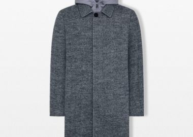 DUNO Ανδρικό Γκρι Coat with Herringbone Pattern - DUNO - 