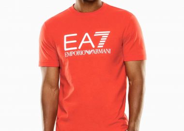 EA7 ανδρικό T-shirt με λογότυπο Slim Fit - 7M001412AF22264 Κοραλί - EA7 - 