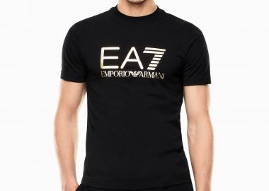 EA7 ανδρικό T-shirt με λογότυπο Slim Fit - 7M001412AF22264 Μαύρο - Χρυσό - EA7 - 
